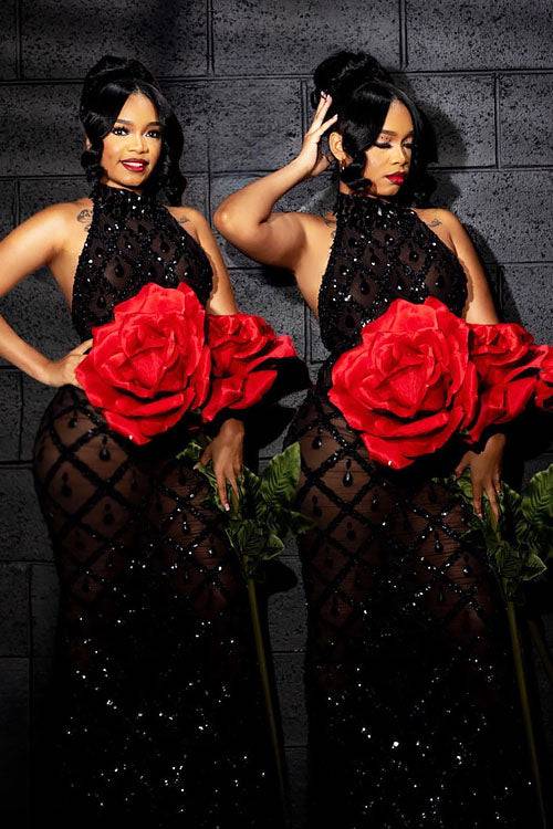 Midnight Black Rhinestone Dress Set (Ready To Ship), S / Black Midnight Black Rhinestone Dress Set (Ready To Ship), S / Black