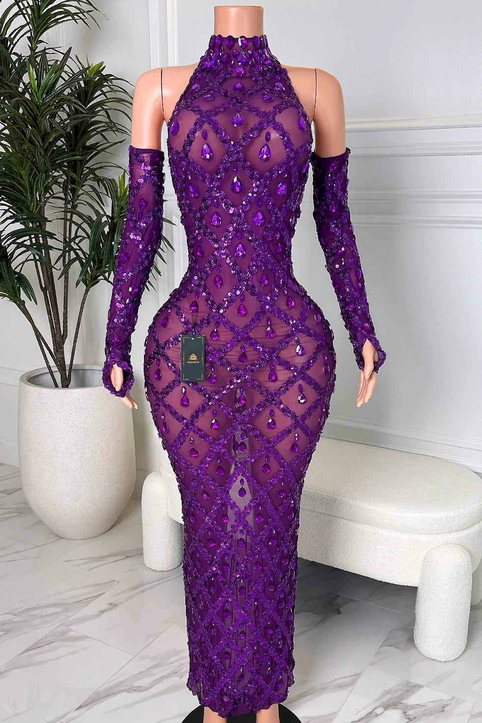 purple rhinestone dress Midnight Rhinestone Dress Set(Ready To Ship), M / PURPLE