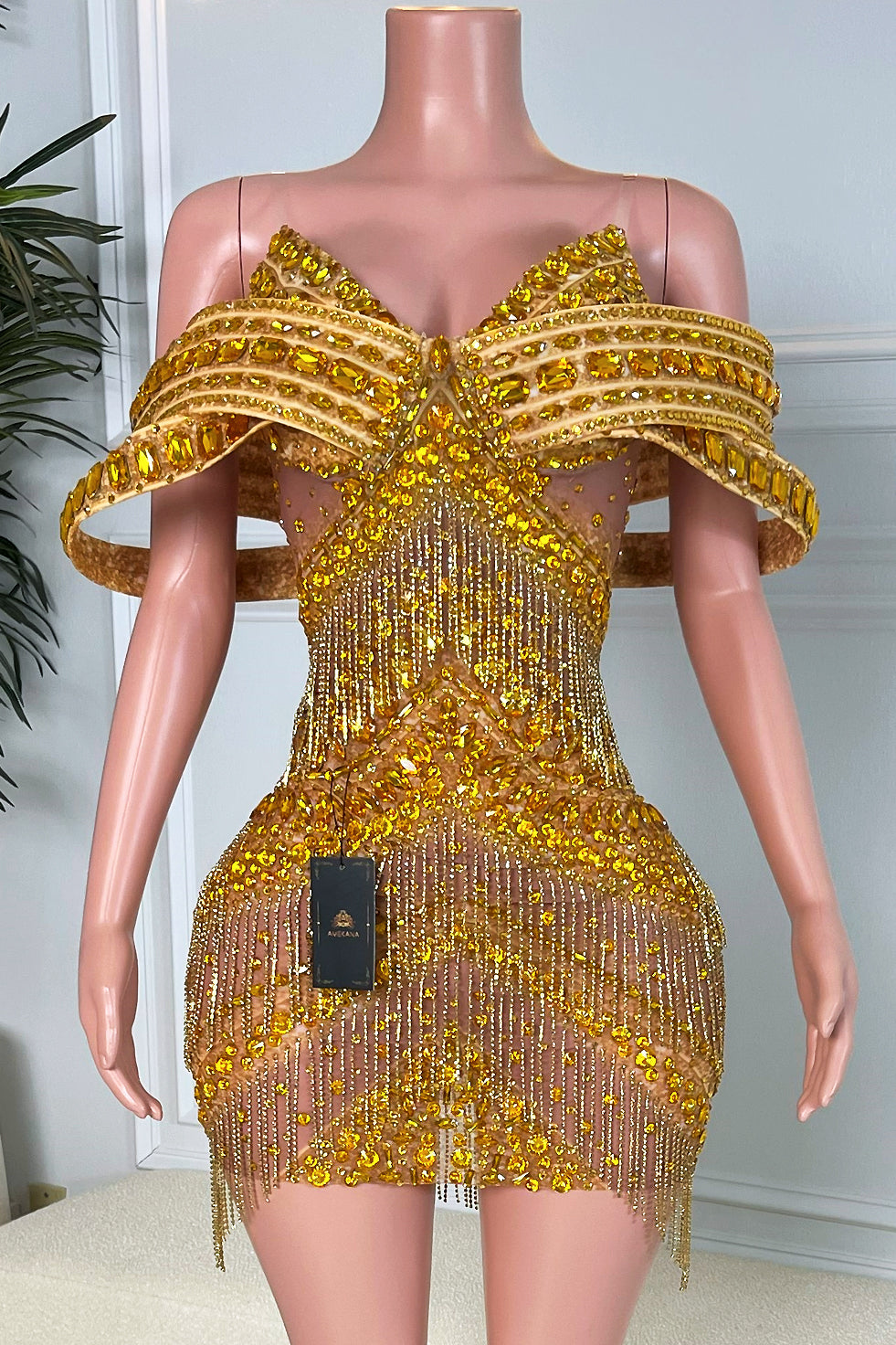Tarania Gold Dress (Ready To Ship) AMEKANA Tarania Gold Dress (Ready To Ship) AMEKANA