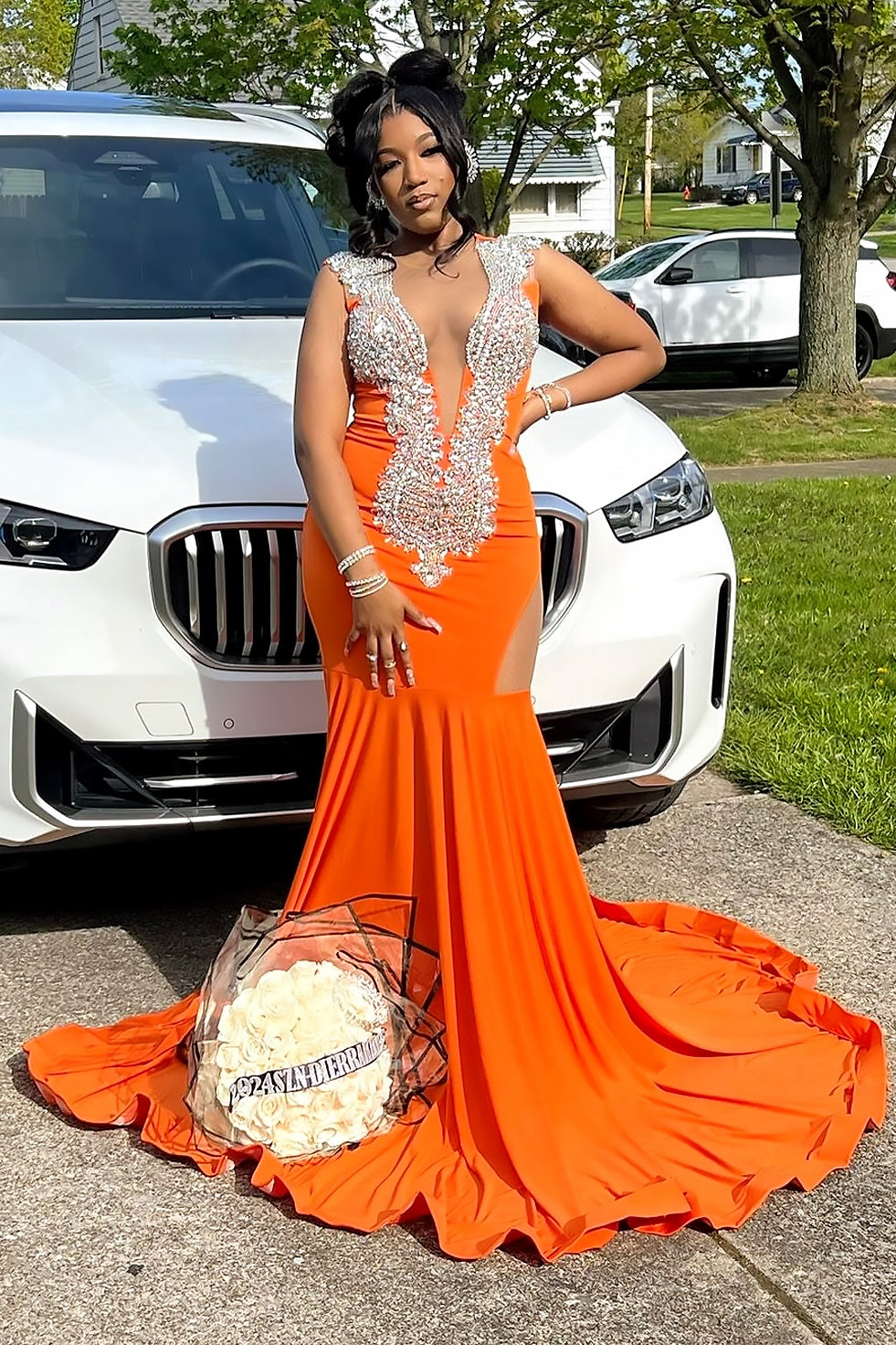orange diamante dress Plunge Neck Diamante Ring Detail Mini Dress In Orange | EGO US