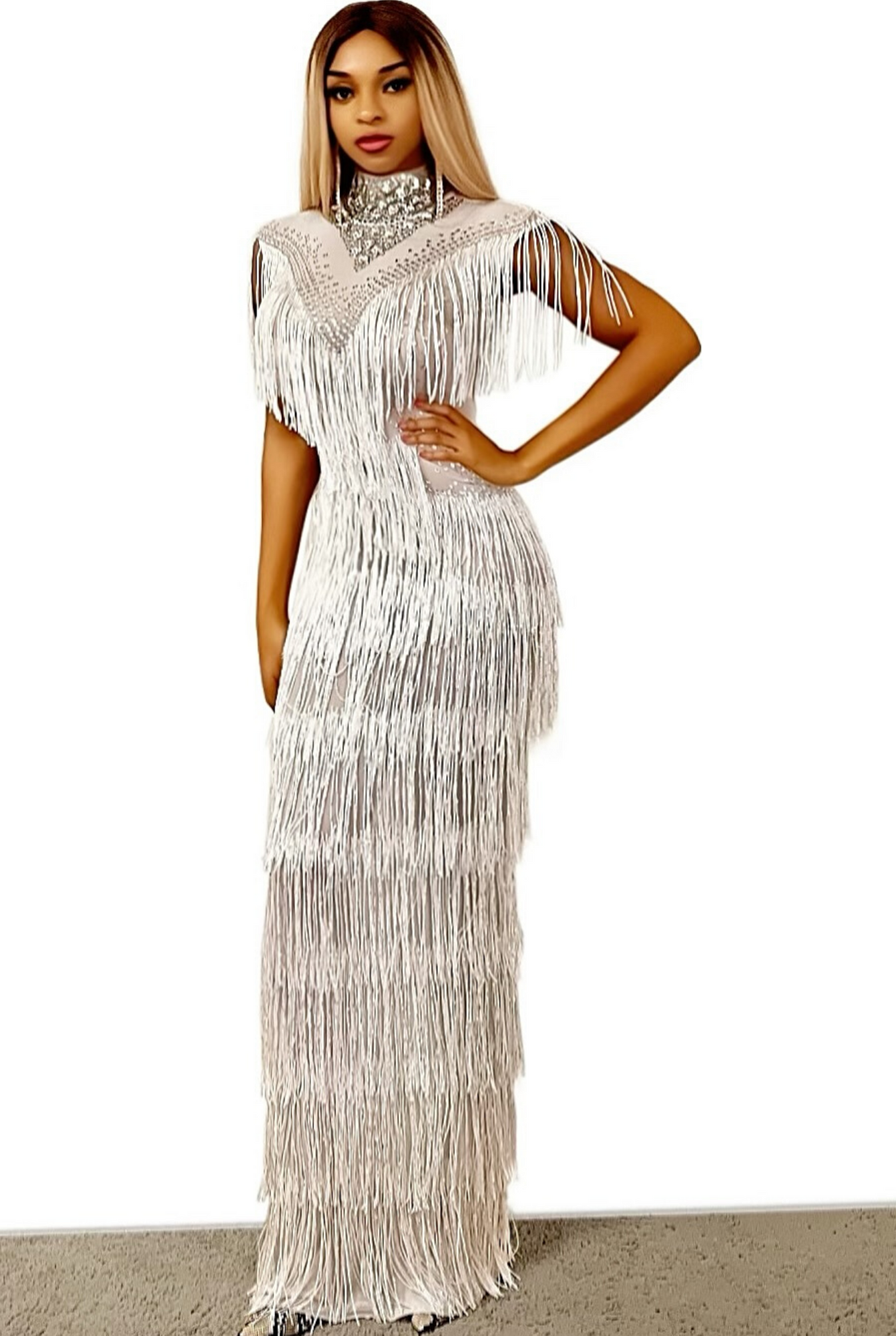 Tassel top evening gown