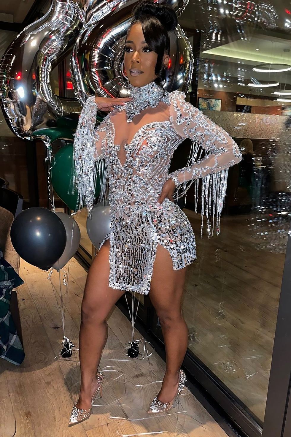 fun sequin dress Women's Sparkly Sequin Dress, Big Sequin Prom Dress Short Tight Bodycon with Flared Sleeve, Sexy Square Neck Homecoming Evening Party Dress for Teens Purple XXL