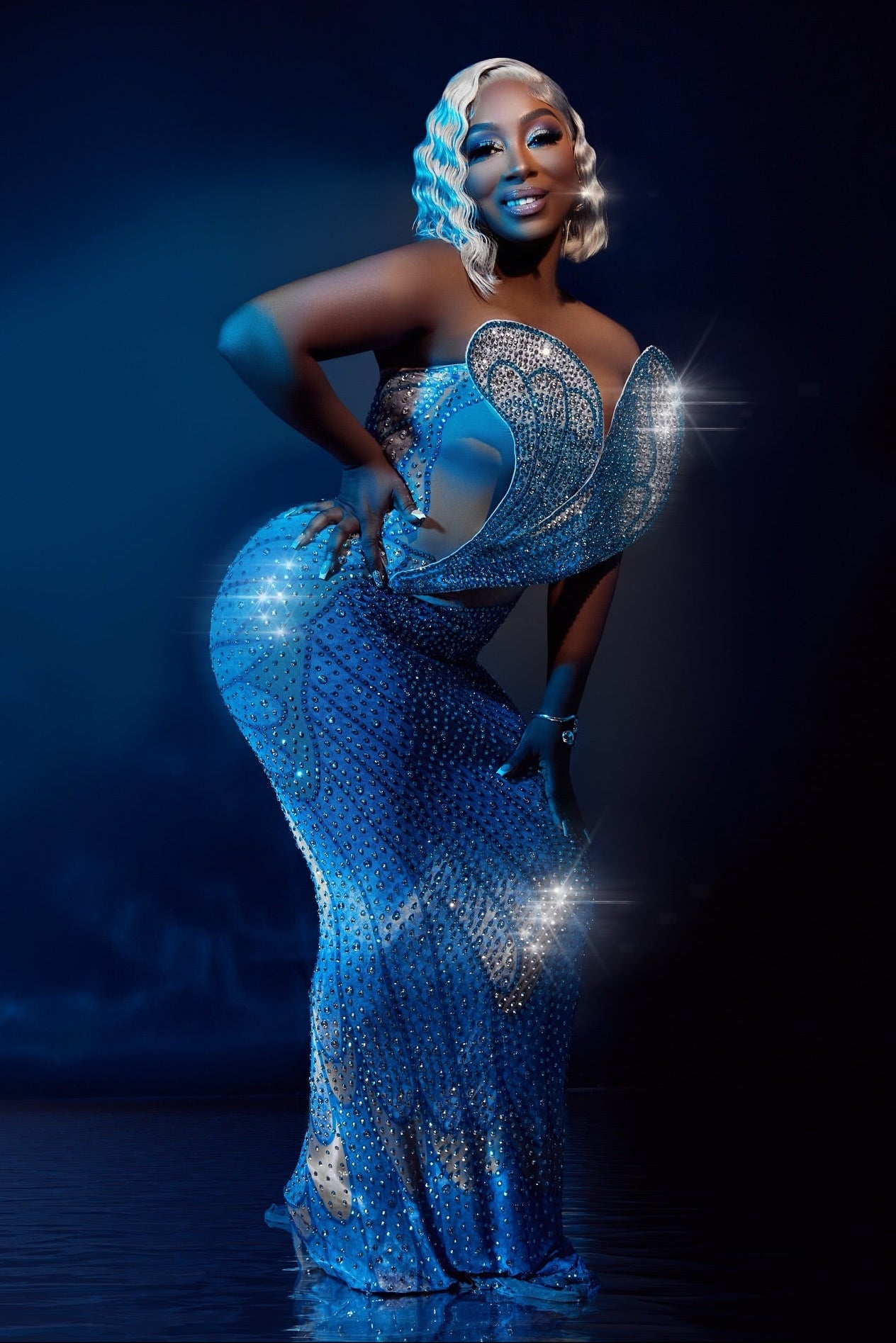 Petal Kiss Blue Dress(Ready To Ship)