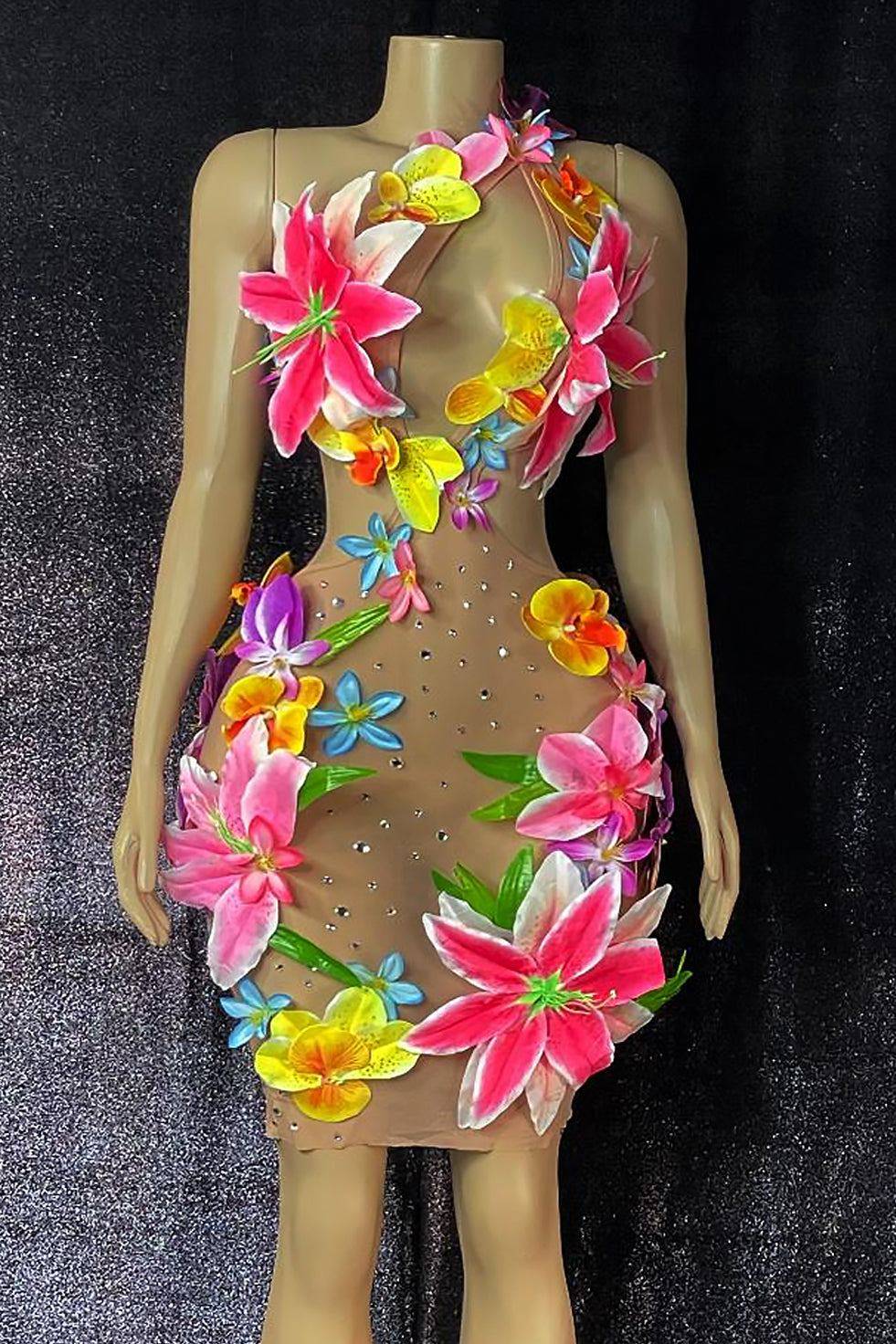 Bliss Flower Mesh Dress (Ready To Ship)