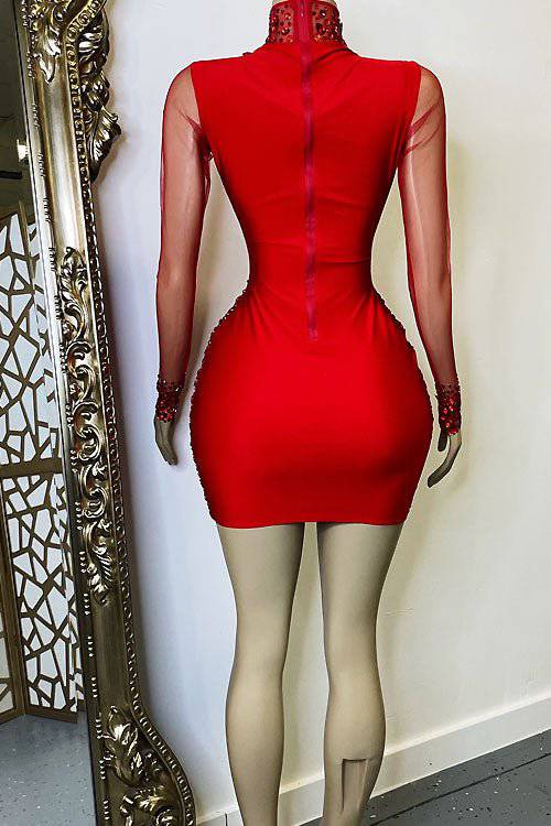 Icon Red Diamante Dress