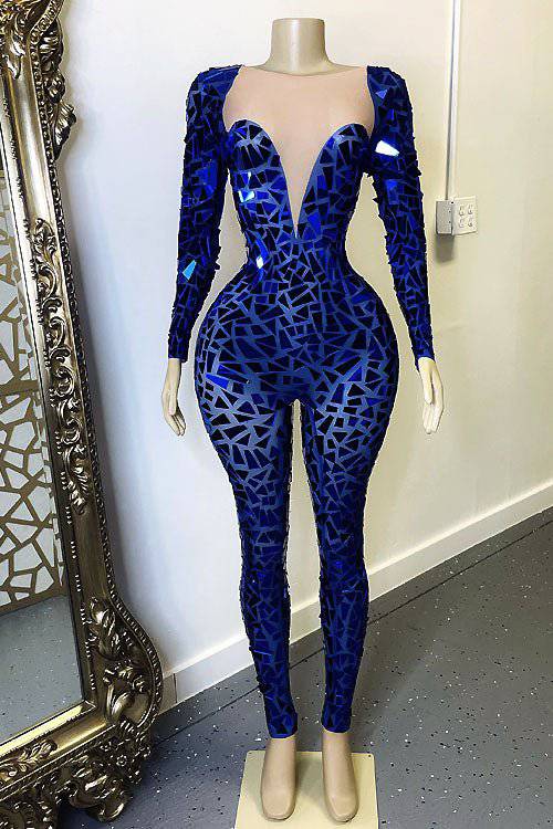 Doja Blue Mirror Bodysuit(Ready To Ship)