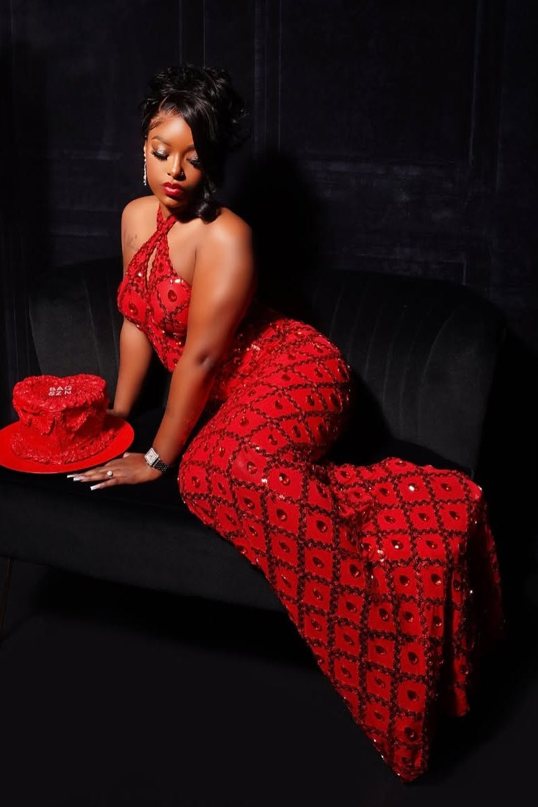 Midnight Halter Dress (Ready To Ship)