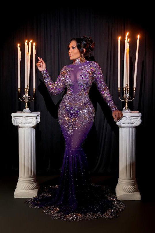 Lover Purple Diamante Dress (Ready To Ship)
