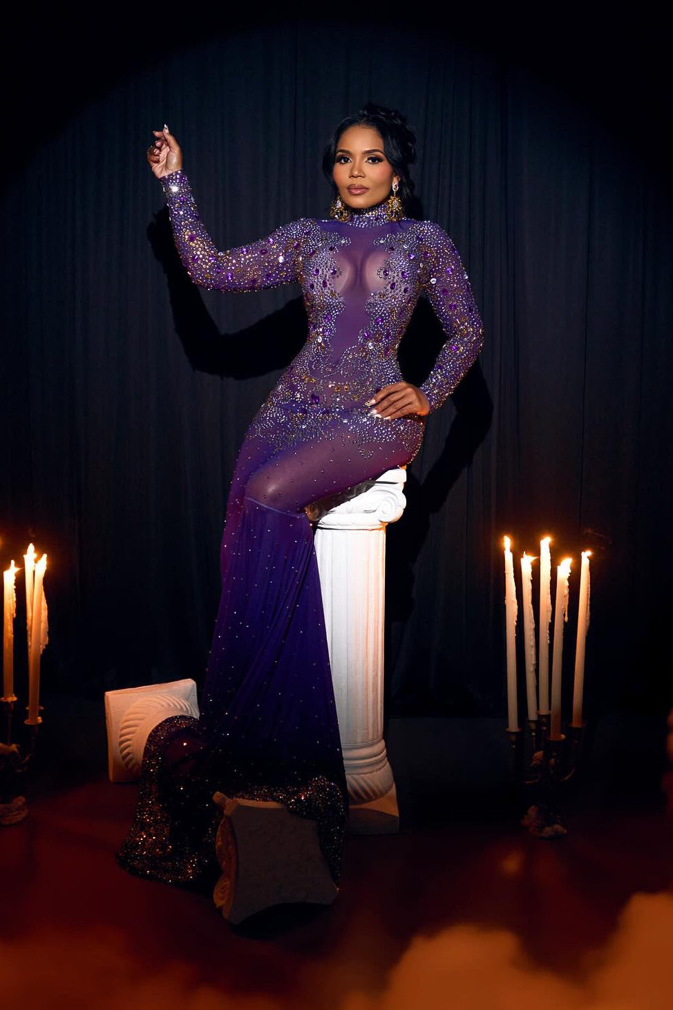 Lover Purple Diamante Dress (Ready To Ship)