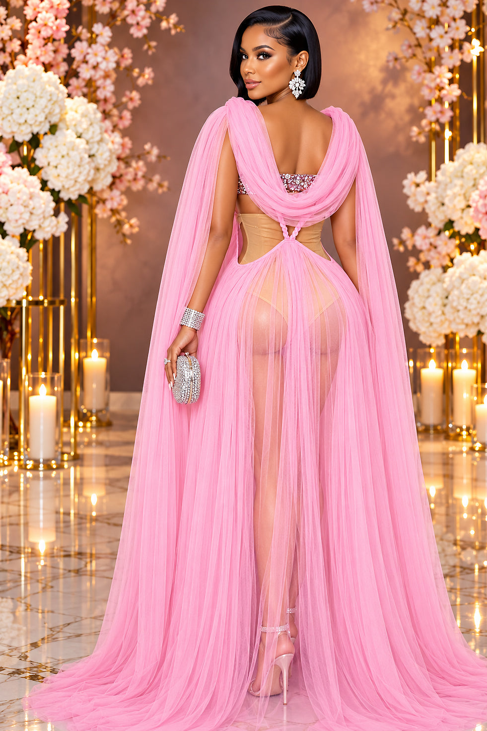 Elara Pink Dress Set (Ready to Ship)