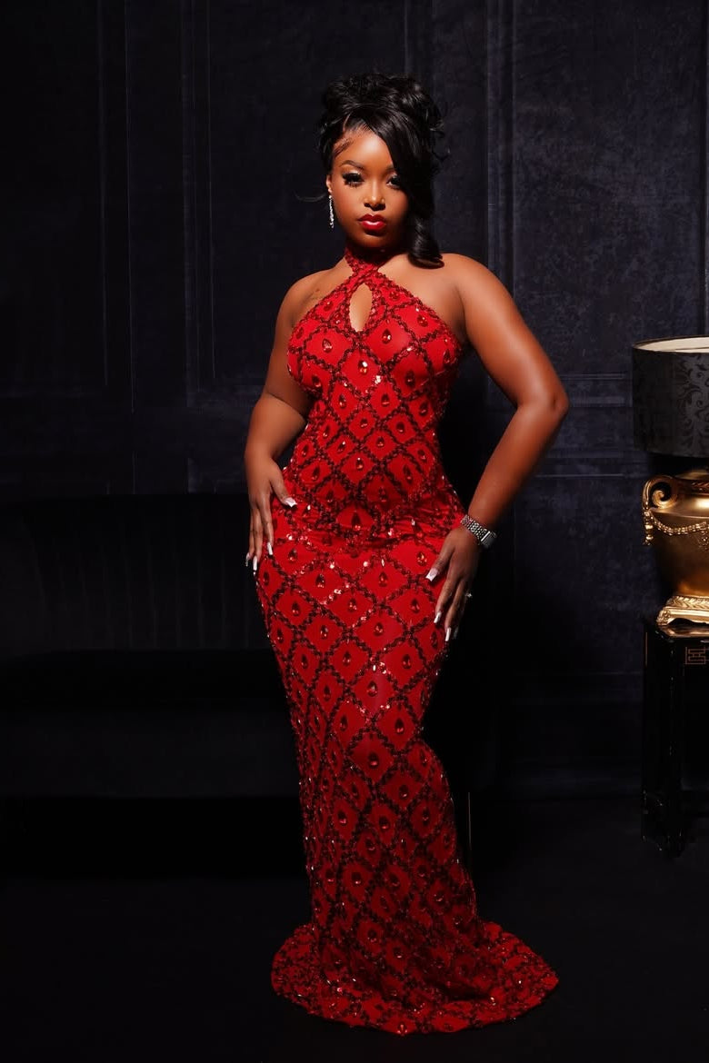 Midnight Halter Dress (Ready To Ship)