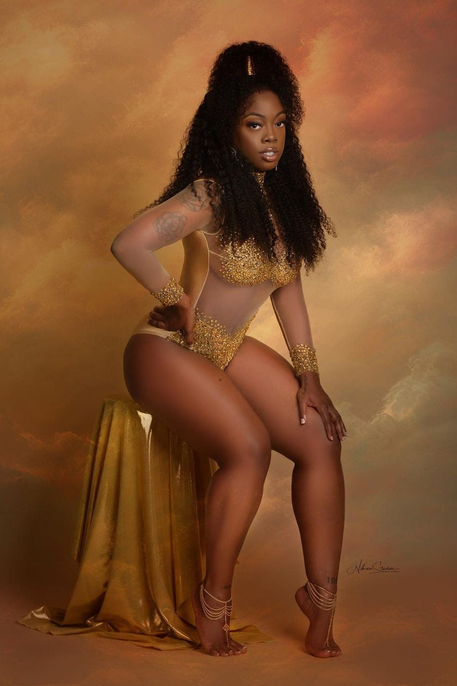 Icon Diamante Gold Playsuit (Made to Order)