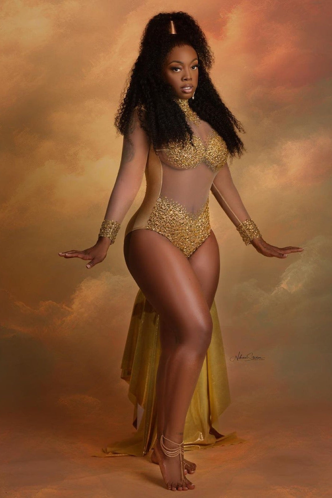 Icon Diamante Gold Playsuit (Made to Order)