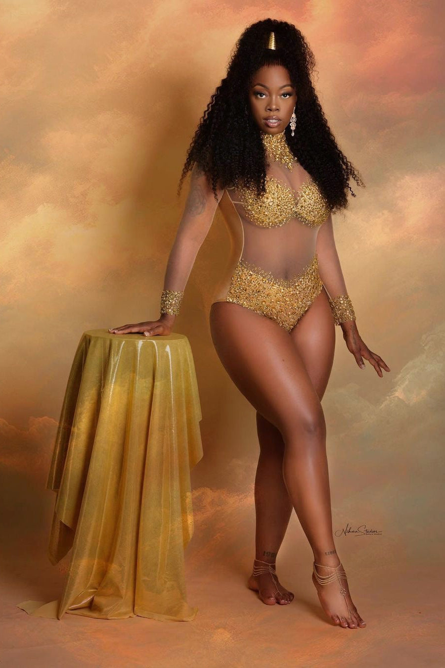 Icon Diamante Gold Playsuit (Made to Order)