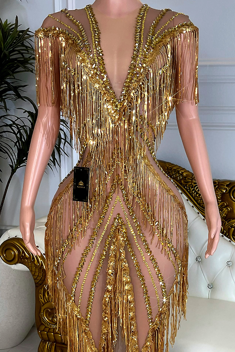 Dancing Flames Gold Dress (Made to Order)