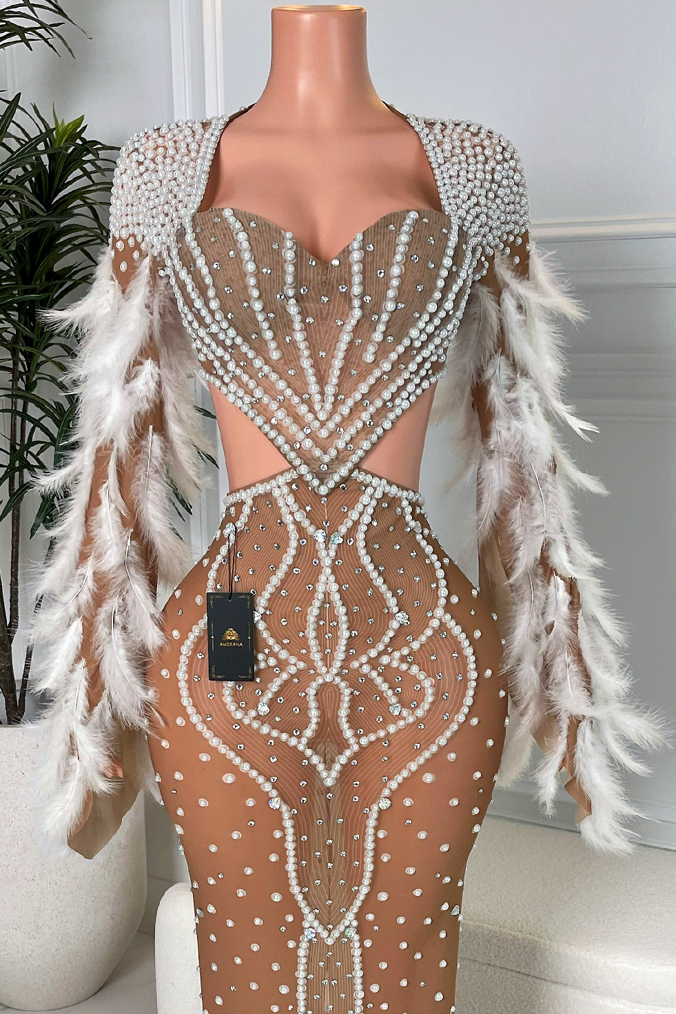 My Moment feather Dress (Made to Order)