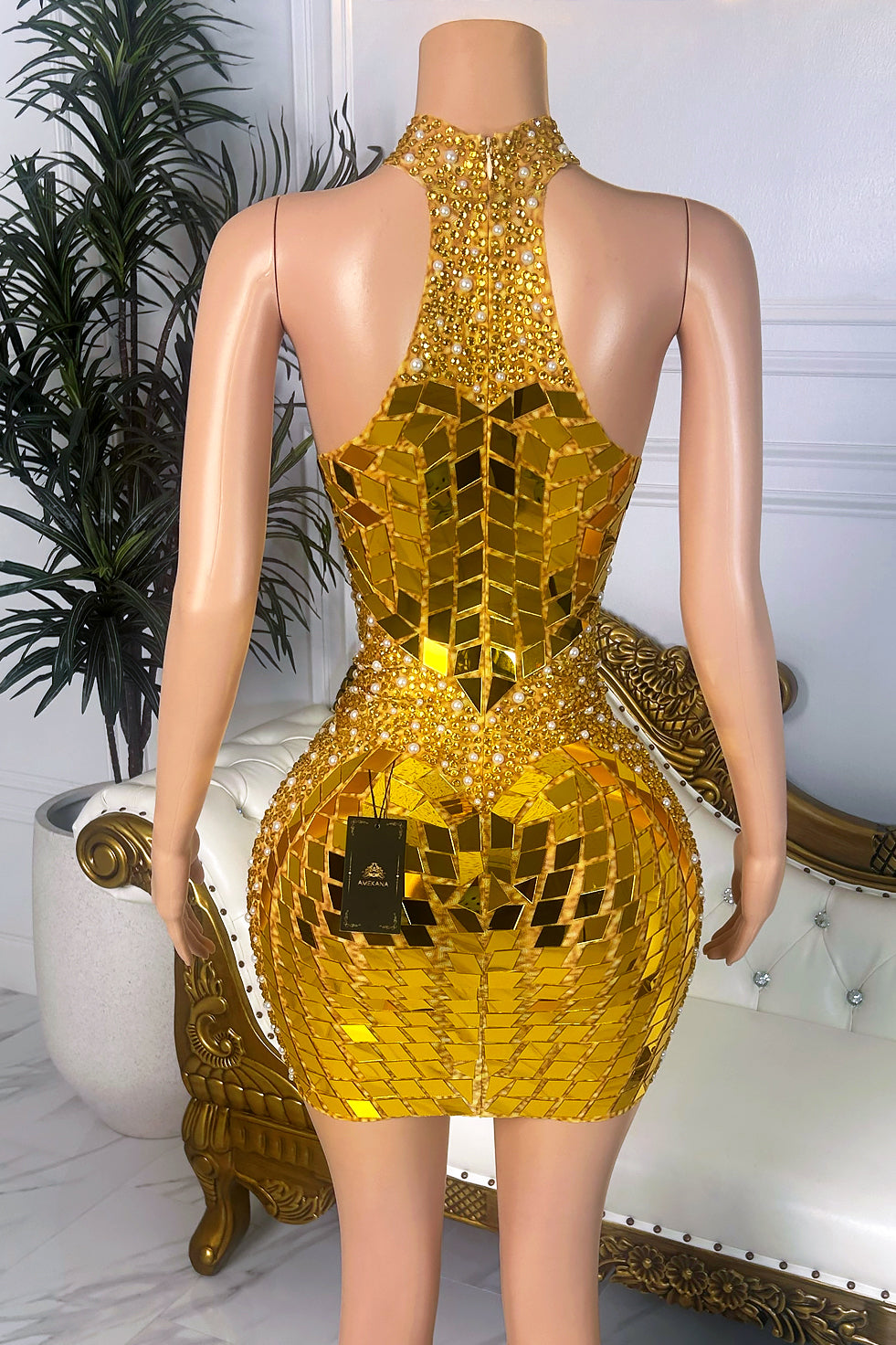 Reina Gold Mirror Dress (Ready to Ship)