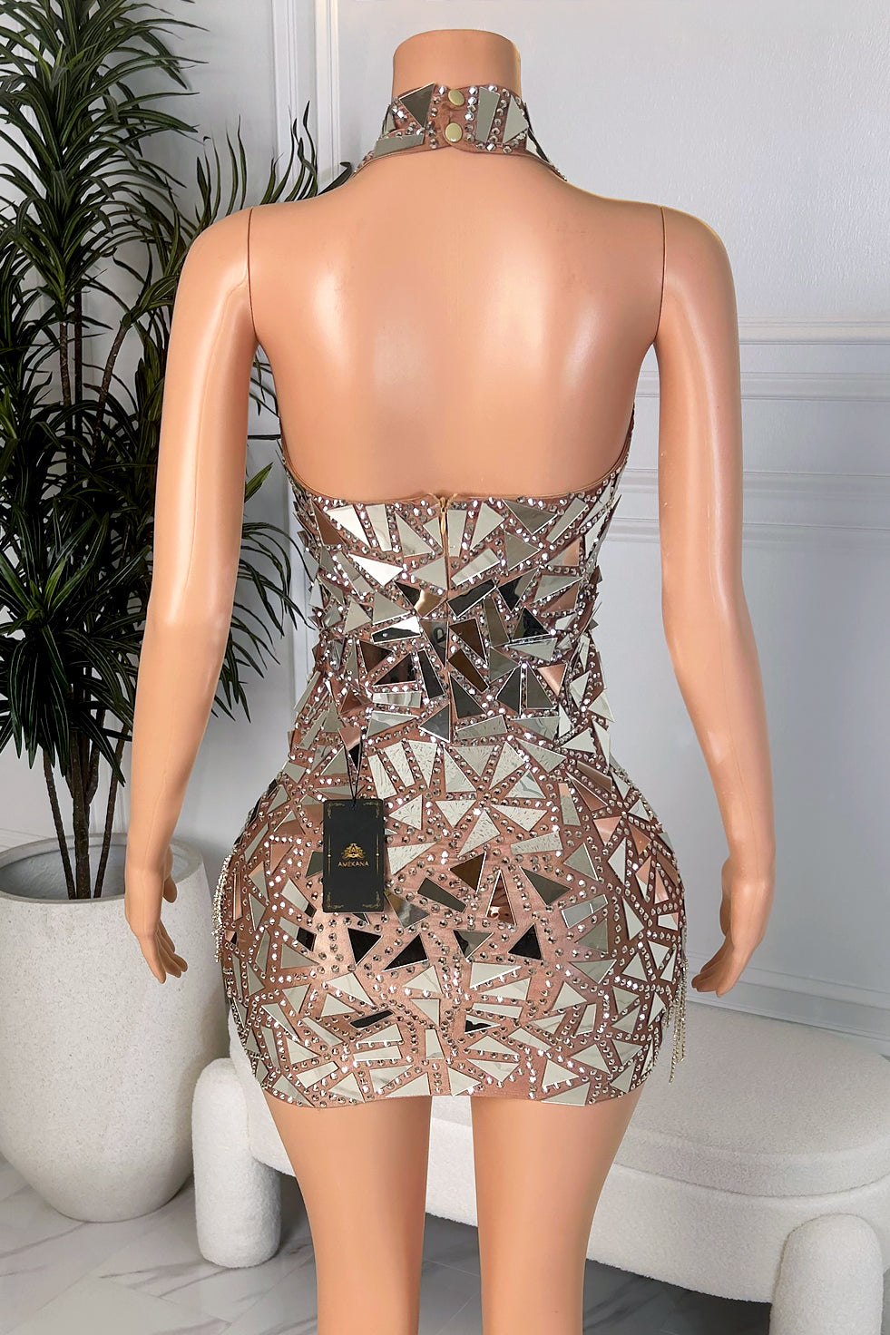 Tyra Mirror Diamante Dress (Ready To Ship)