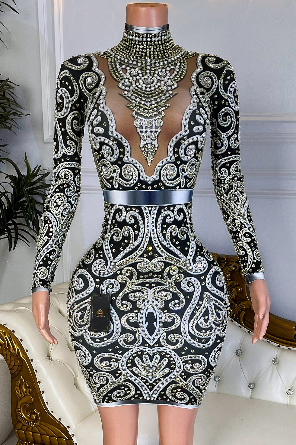 Porcelain Diamante Dress(Ready To Ship)