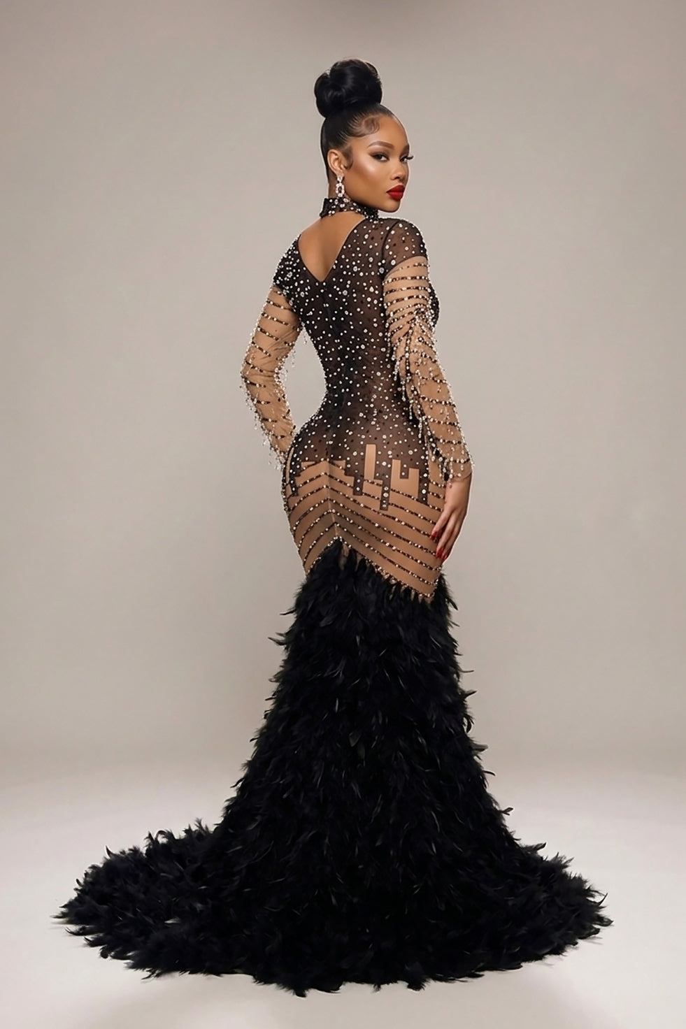 Peacock Black Dress (Ready To Ship)