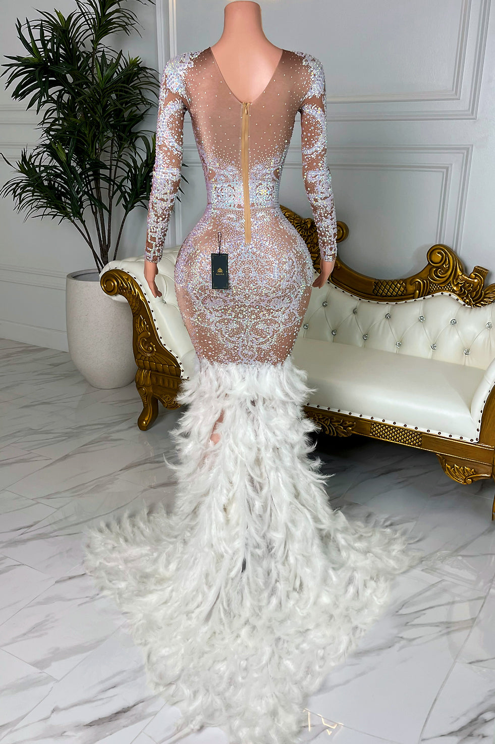 Alist Diamante Feather Dress (Made to Order)