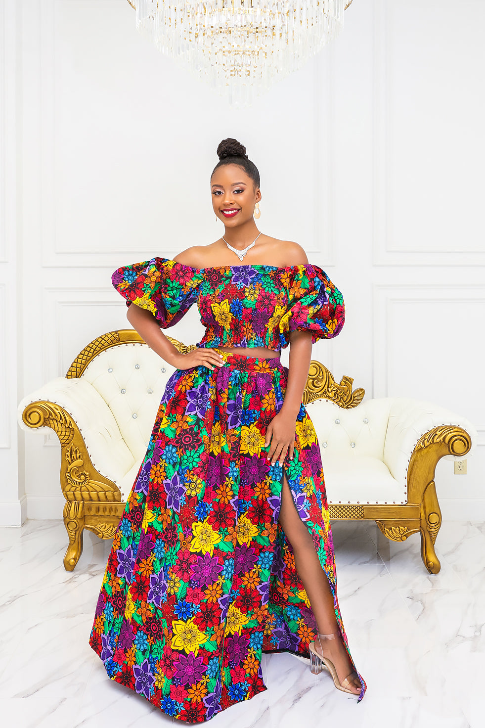 Royal Garden Ankara Skirt Set(Ready To Ship)
