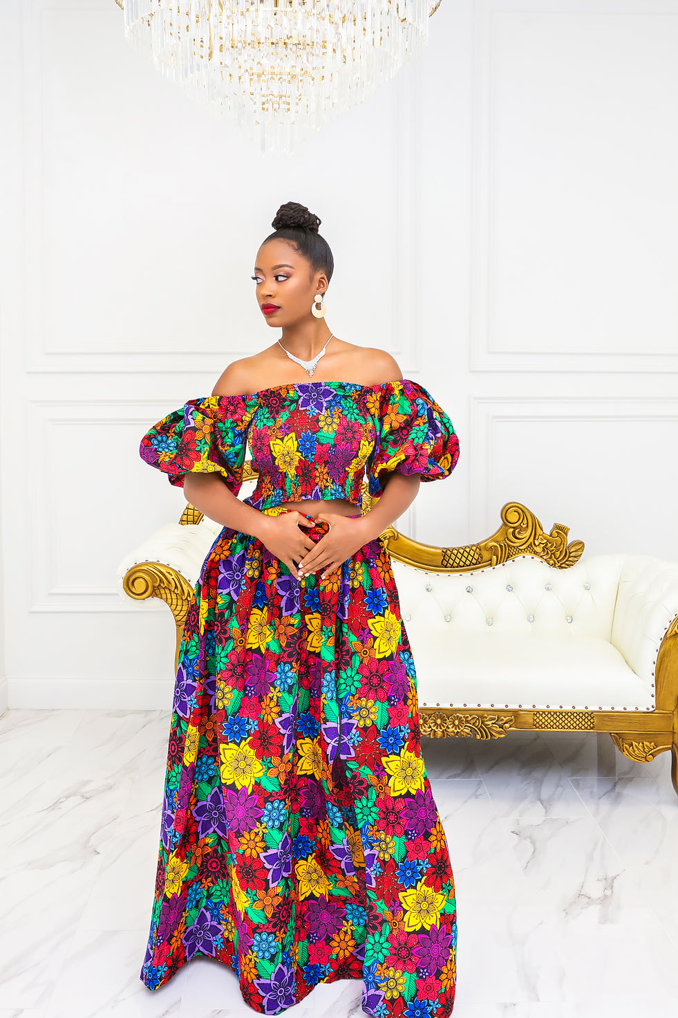 Royal Garden Ankara Skirt Set(Ready To Ship)