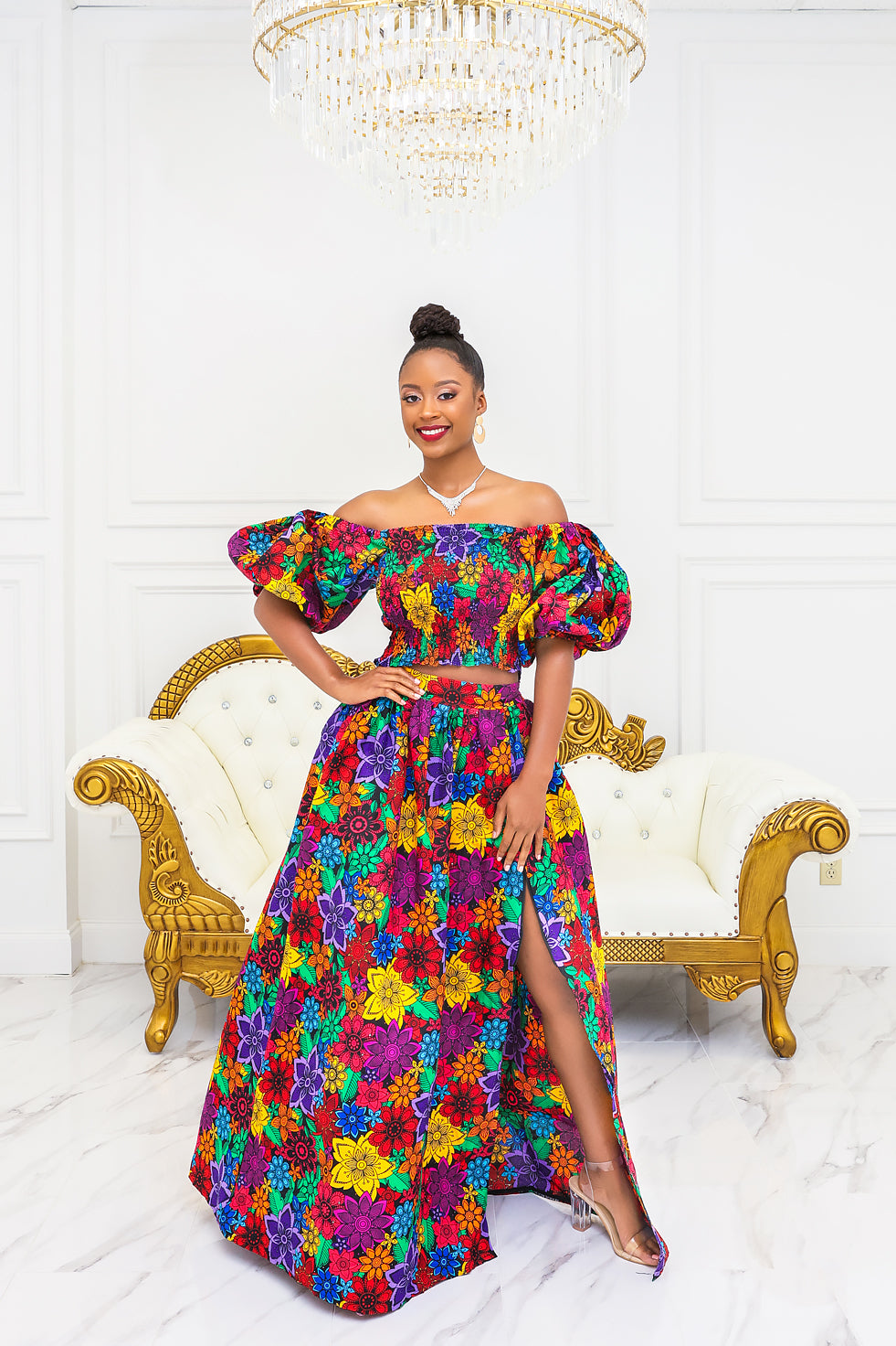 Royal Garden Ankara Skirt Set(Ready To Ship)