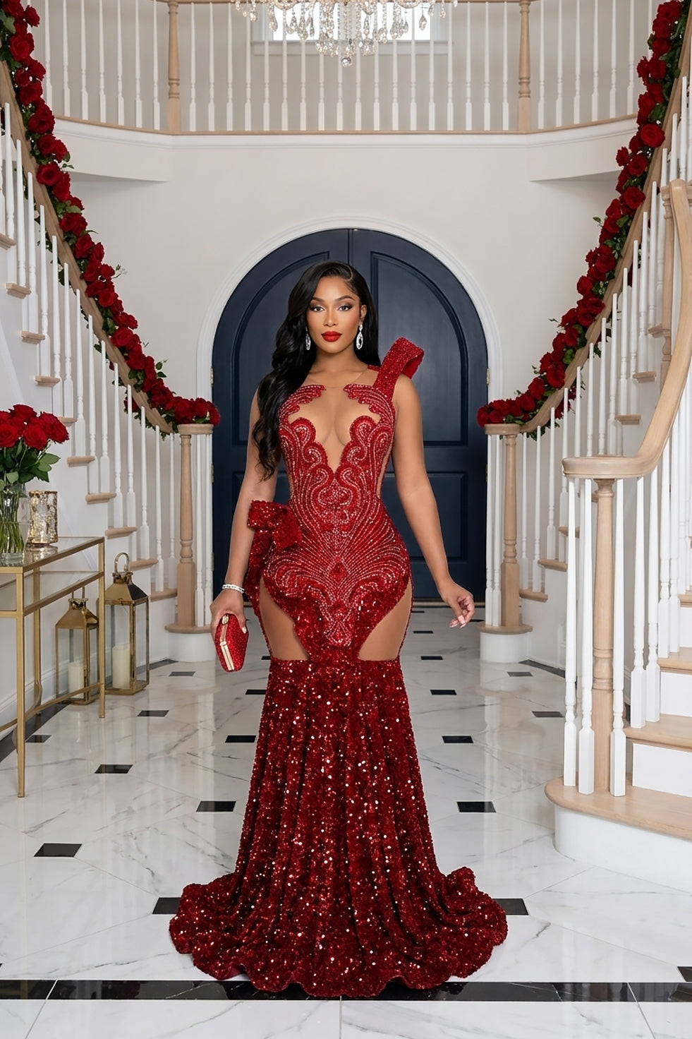 Destiny Red Maxi Dress (Ready To Ship)