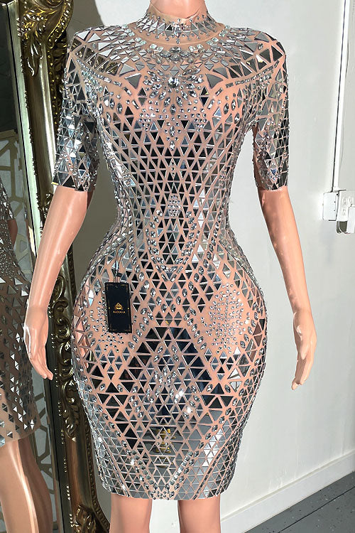 Penil Mirror Mesh Dress(Ready To Ship) - AMEKANA.COM