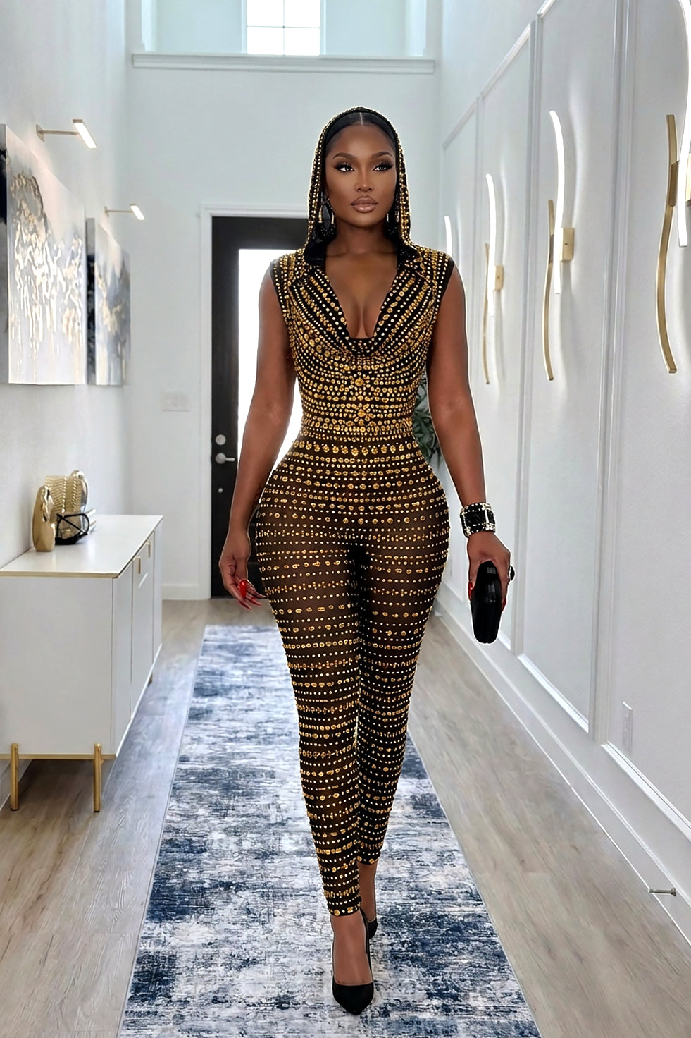 Indira Black and Gold Pant Set (Ready to Ship)