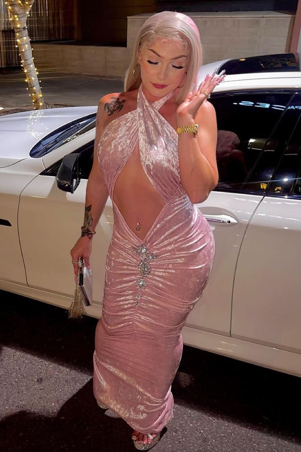 Chrissy Pink Diamante Dress
