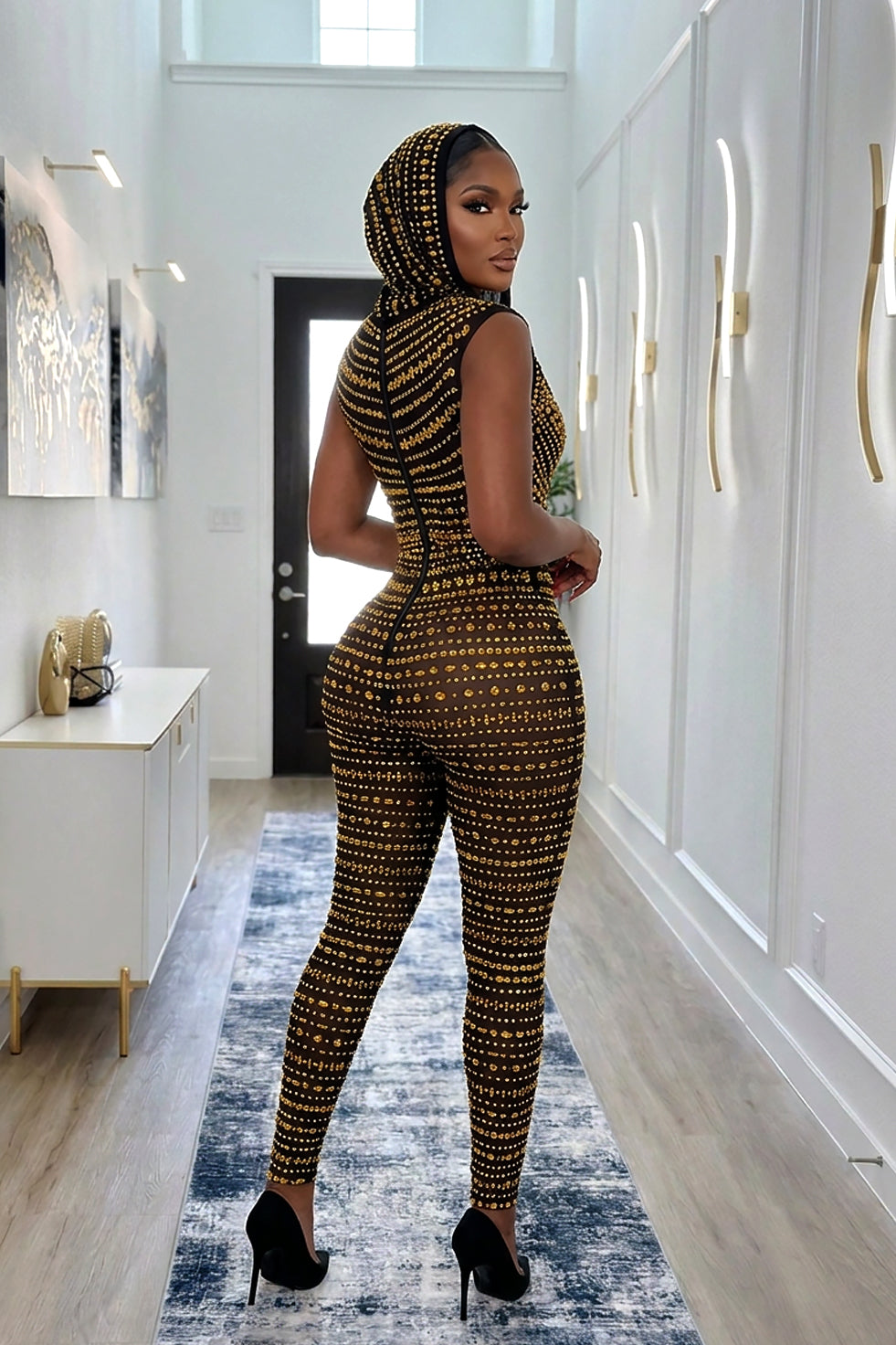 Indira Black and Gold Pant Set (Ready to Ship)