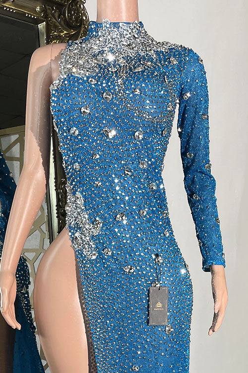 Gemini Blue Diamante Dress - AMEKANA.COM