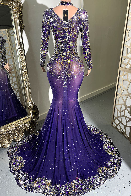 Lover Purple Diamante Dress - AMEKANA.COM