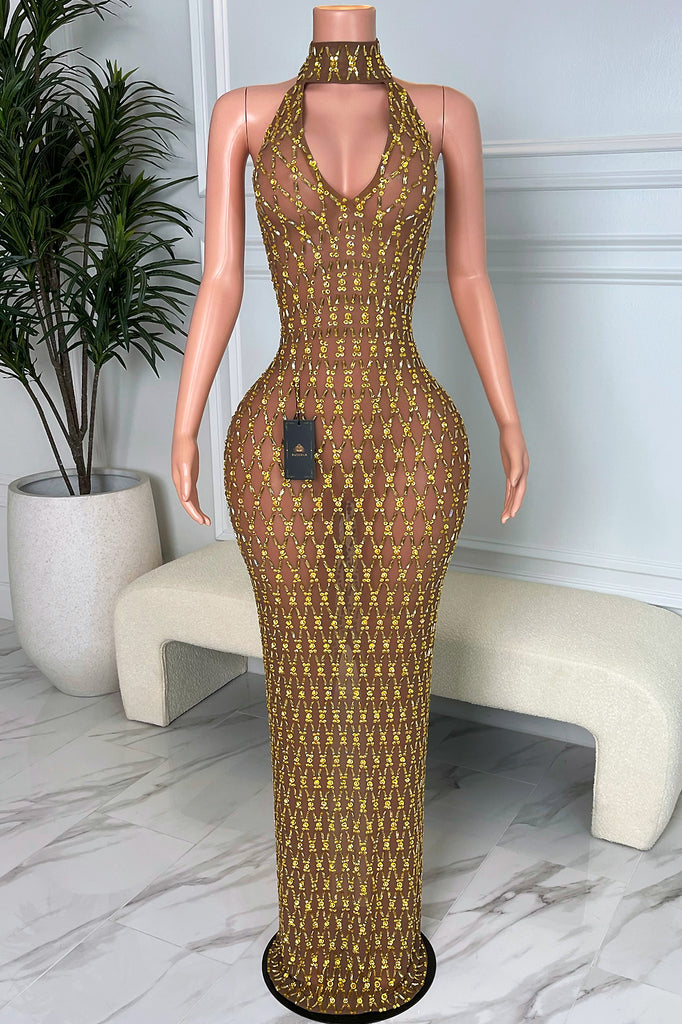 gold stretchy dress Glitter One-Shoulder Mini Dress Gold