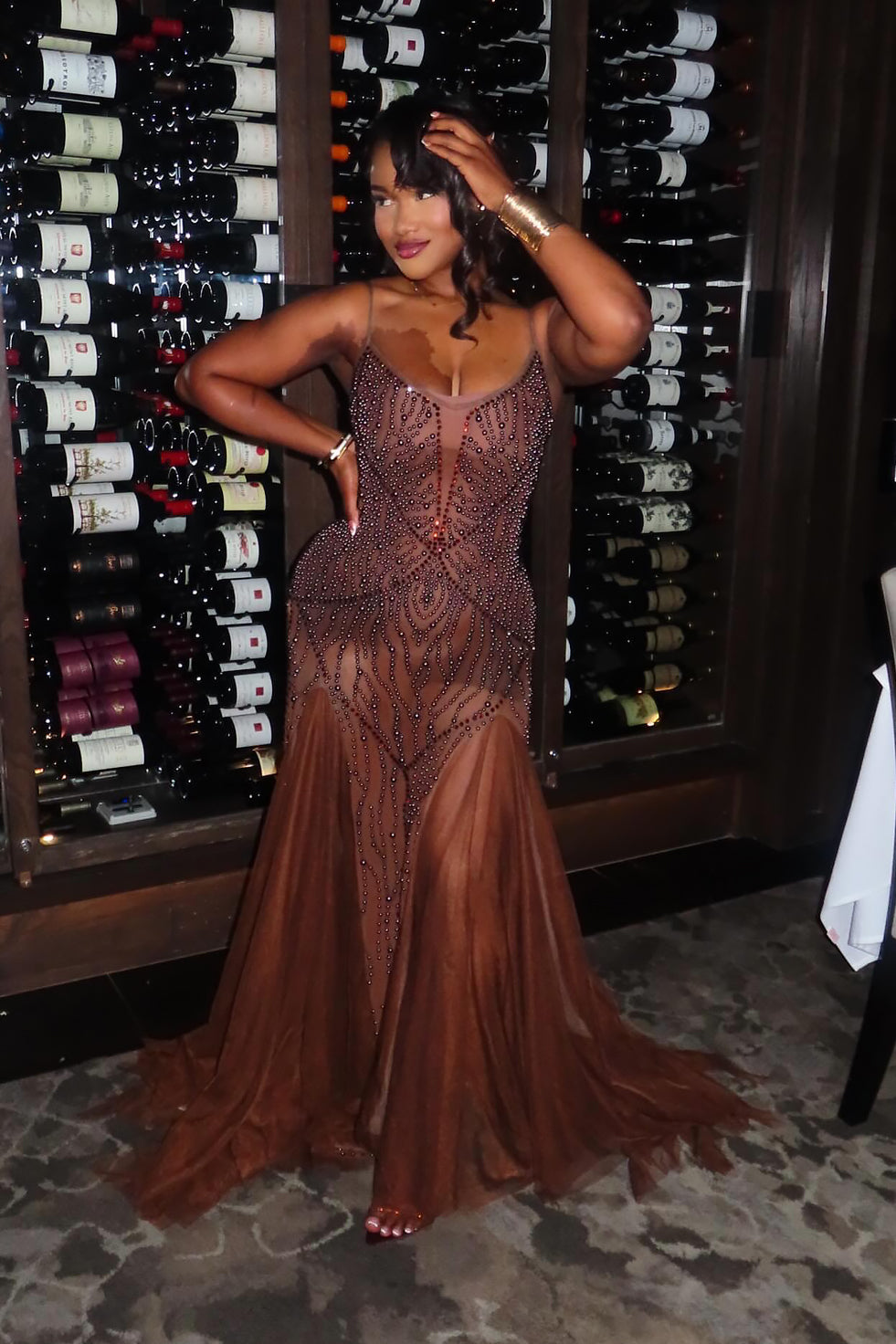 Flirt with Fame Brown Maxi Dress(Ready To Ship)