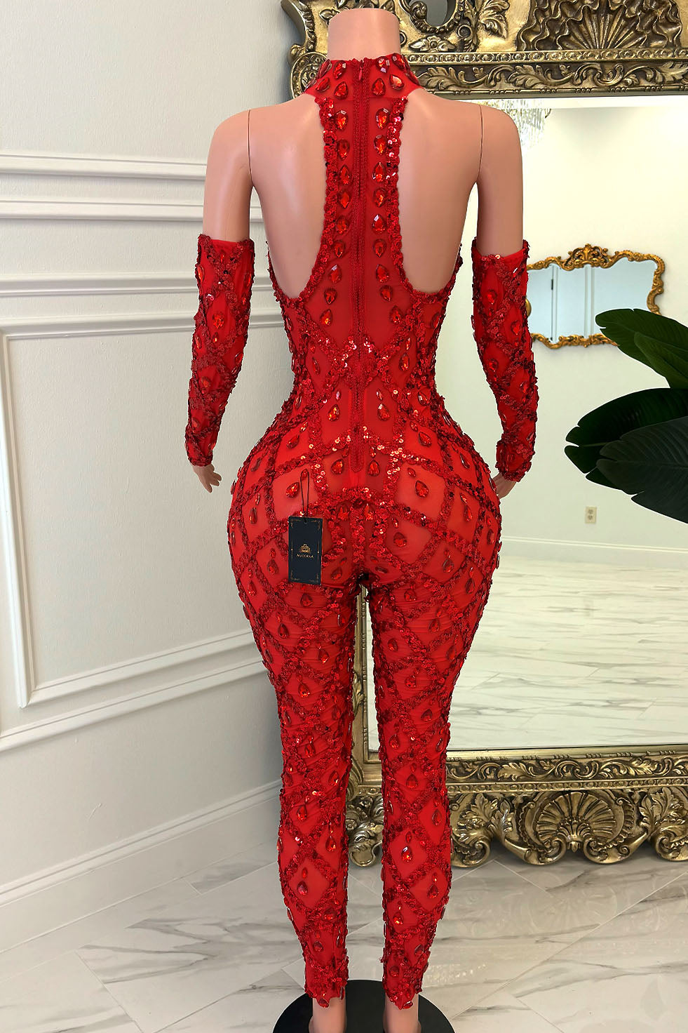 Midnight Red Bodysuit Set (Ready To Ship)