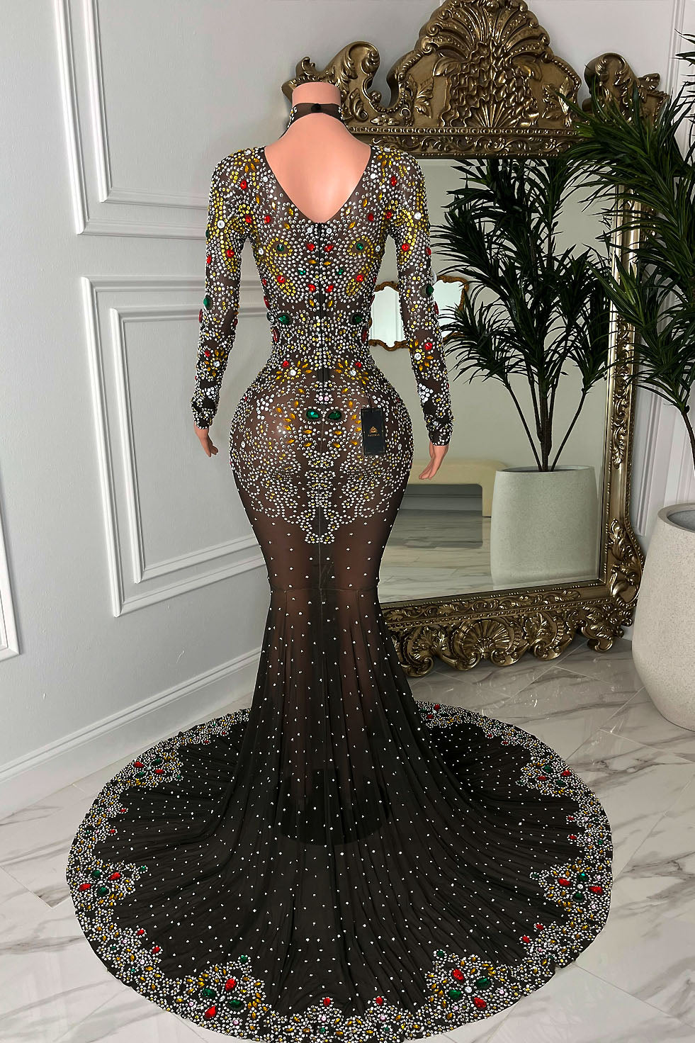 Lover Black Diamante Dress (Ready To Ship) AMEKANA Lover Black Diamante Dress (Ready To Ship) AMEKANA