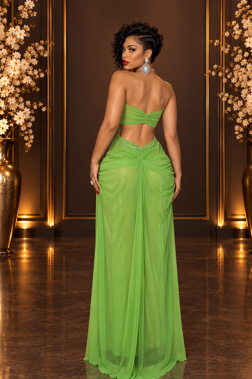 Flesh & Fantasy Green Dress (Ready To Ship)