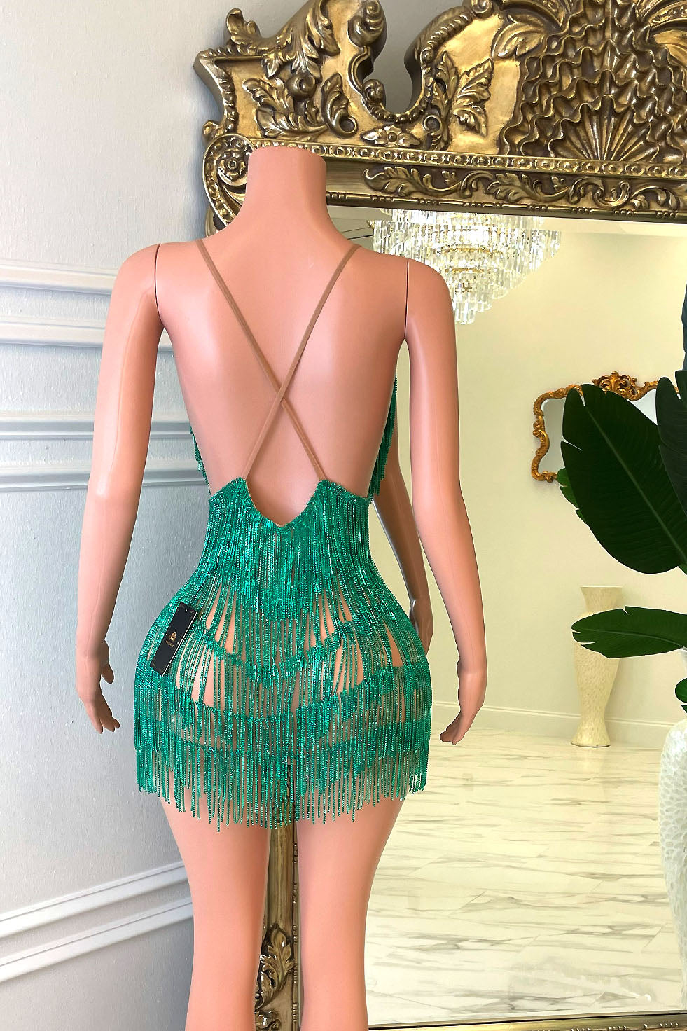 Casino Diamante Tassel Dress (Ready to Ship)