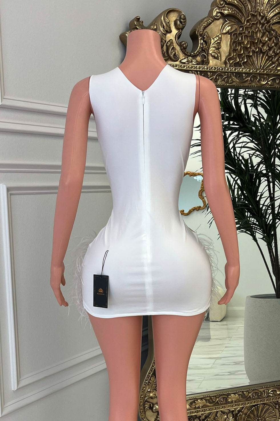 Audrey White Diamante Dress (Ready To Ship)