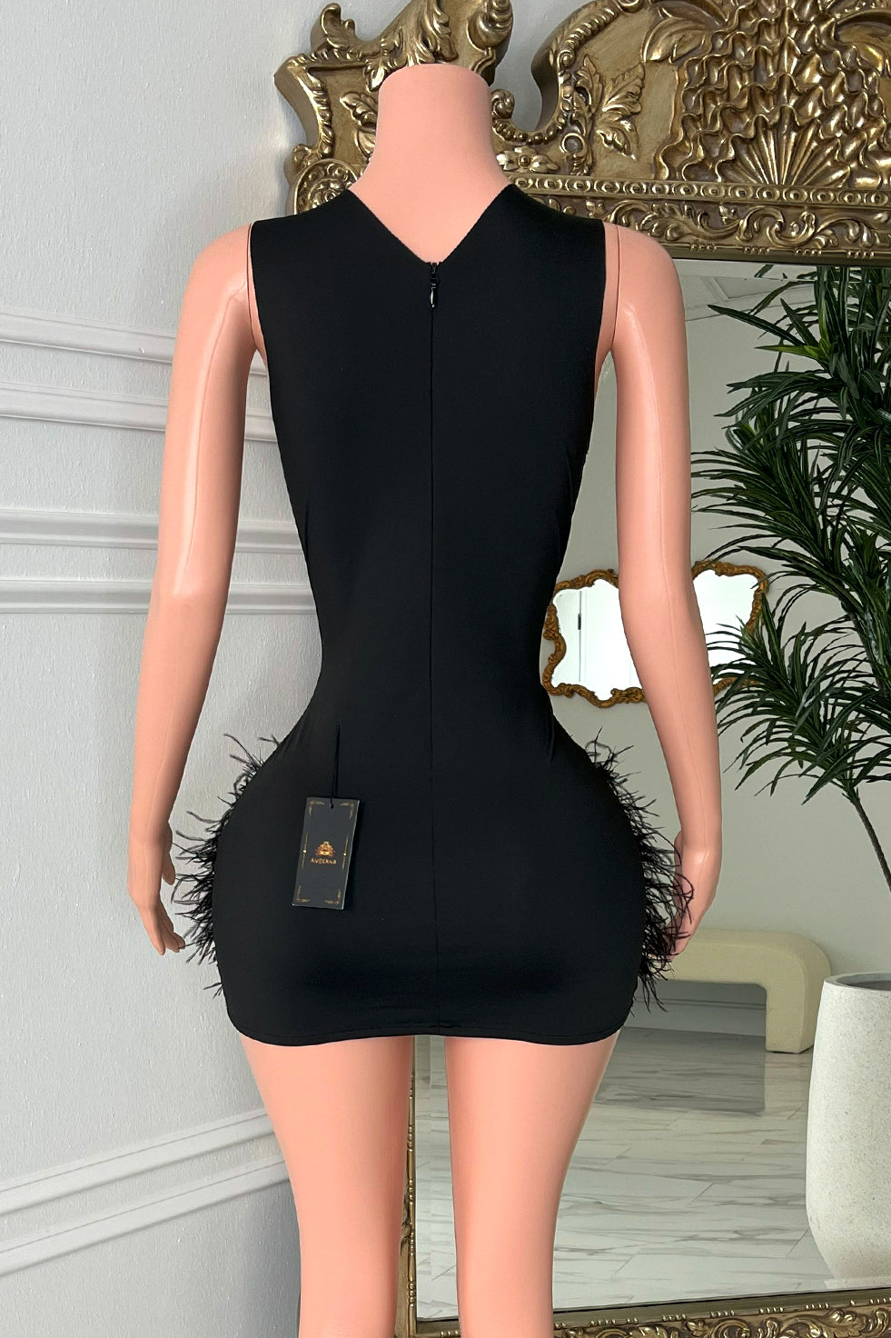 Audrey Black Diamante Dress (Ready To Ship)