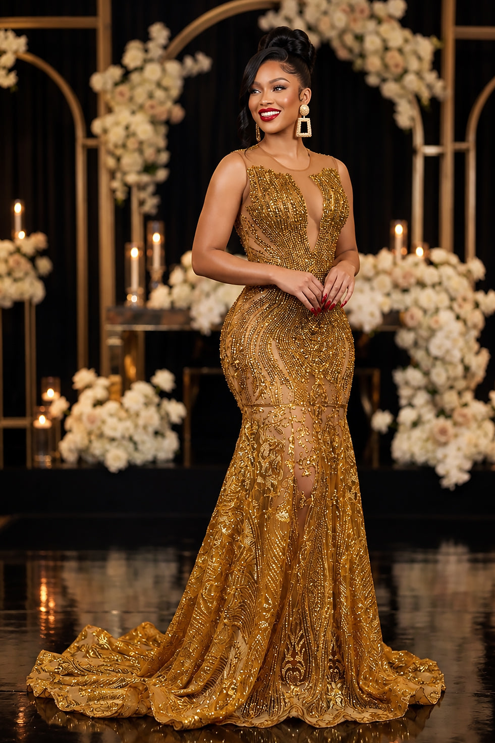 Colette Gold Maxi Dress (Ready To Ship)