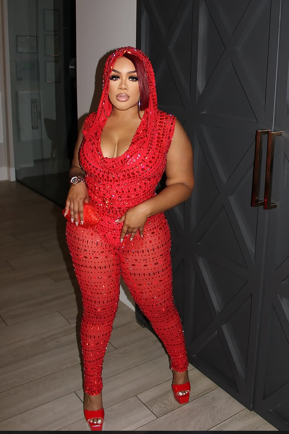 Indira Red Pant Set(Ready To Ship)