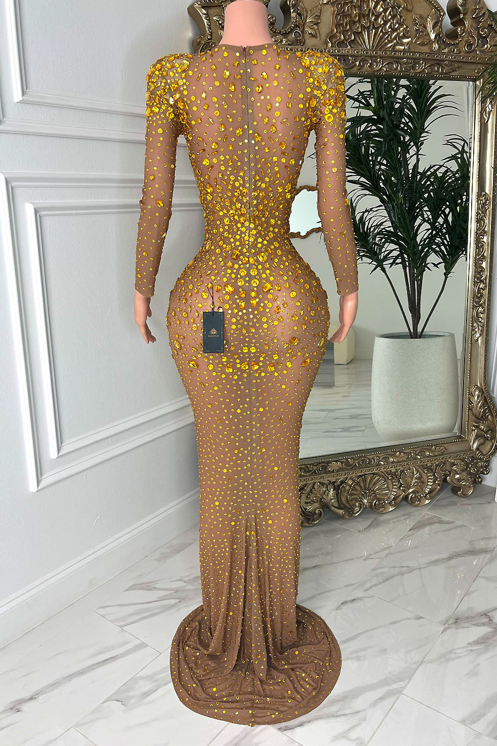 Rich Aunty Gold Dress(Ready To Ship)