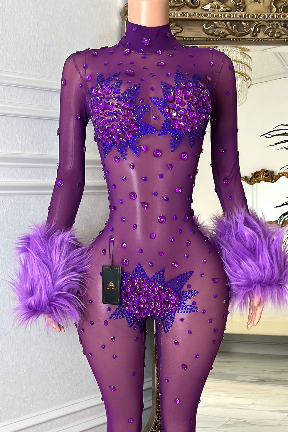 Icey Heart Purple Bodysuit(Ready To Ship)