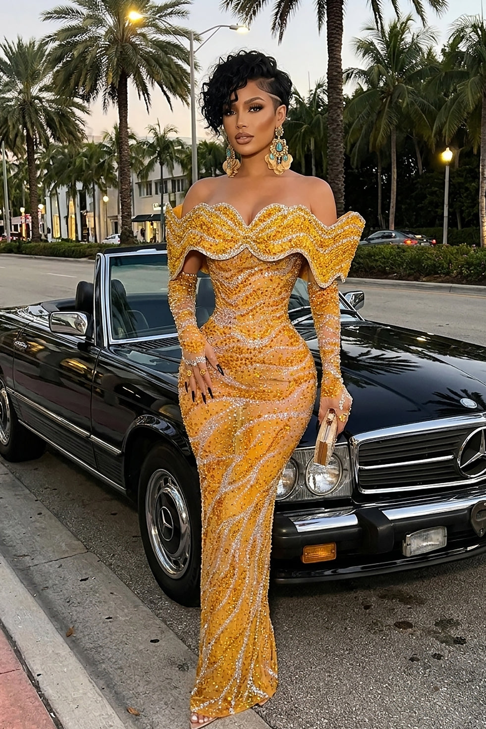 Ocean Empress Gold Dress (Ready To Ship)
