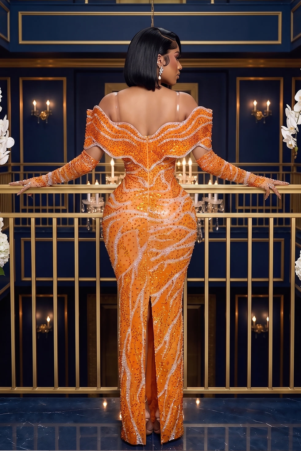Ocean Empress Orange Dress (Ready to Ship)