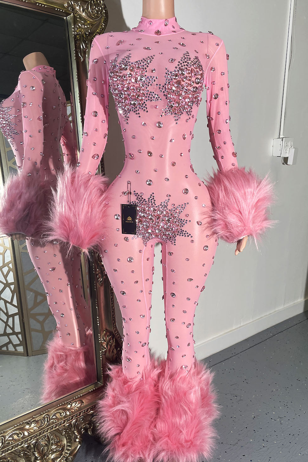 Icey Heart Pink Bodysuit(Ready To Ship)